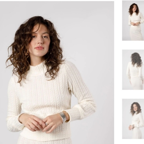 Band of the Free by Band of Gypsies Raquel Ivory Ribbed Knit  Sweater Size Small - Picture 6 of 10